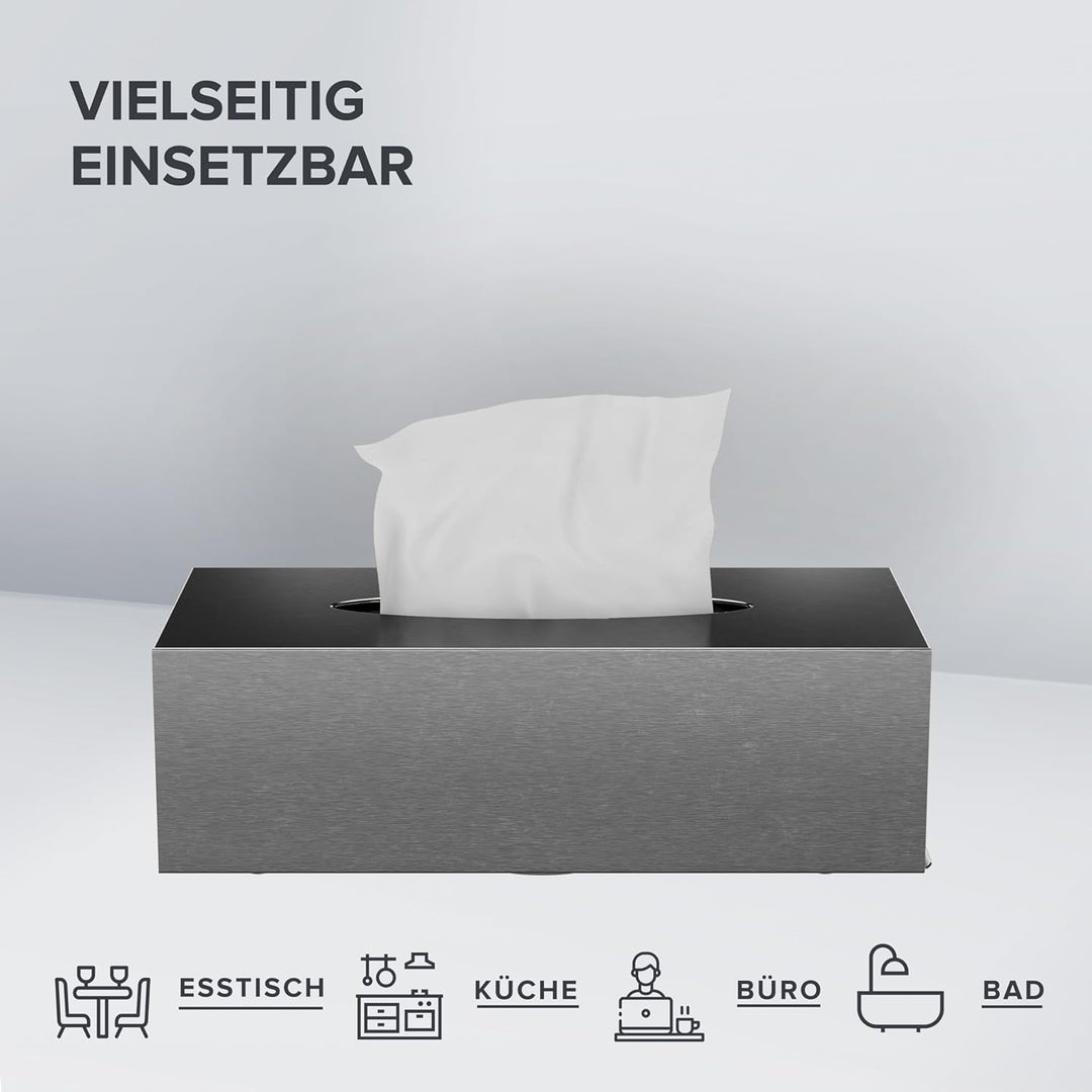 ovimar Kosmetiktücher Box Styggehoe | aus edlem Edelstahl | Gunmetal | Taschentuchspender, Papierhan