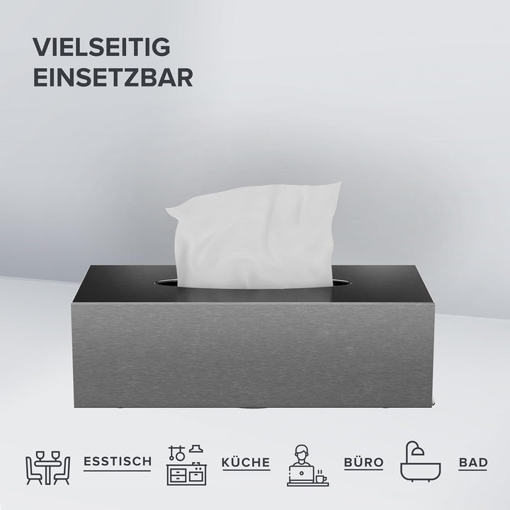 ovimar Kosmetiktücher Box Styggehoe | aus edlem Edelstahl | Gunmetal | Taschentuchspender, Papierhan