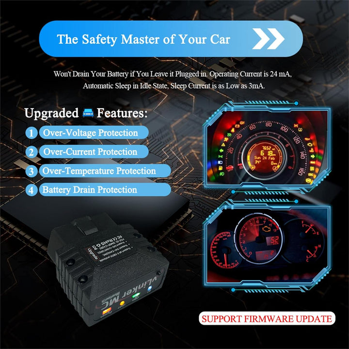 vLinker MC Mini Bluetooth OBD II Scanner Adapter Auto Diagnose Scan Tool und Codeleser für Android (