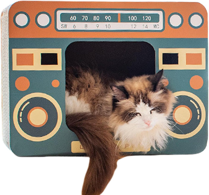 Katzenkratzbrett - Grosses Kratzbrett Aus Pappe Als Bett,Radio-förmiges Spielzeug zur körperlichen B
