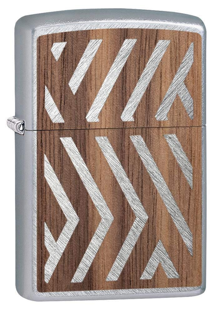 Zippo 29902 Woodchuck Sweep Sturmfeuerzeug, Walnuss-Emblem, Chrom, reguläre Passform
