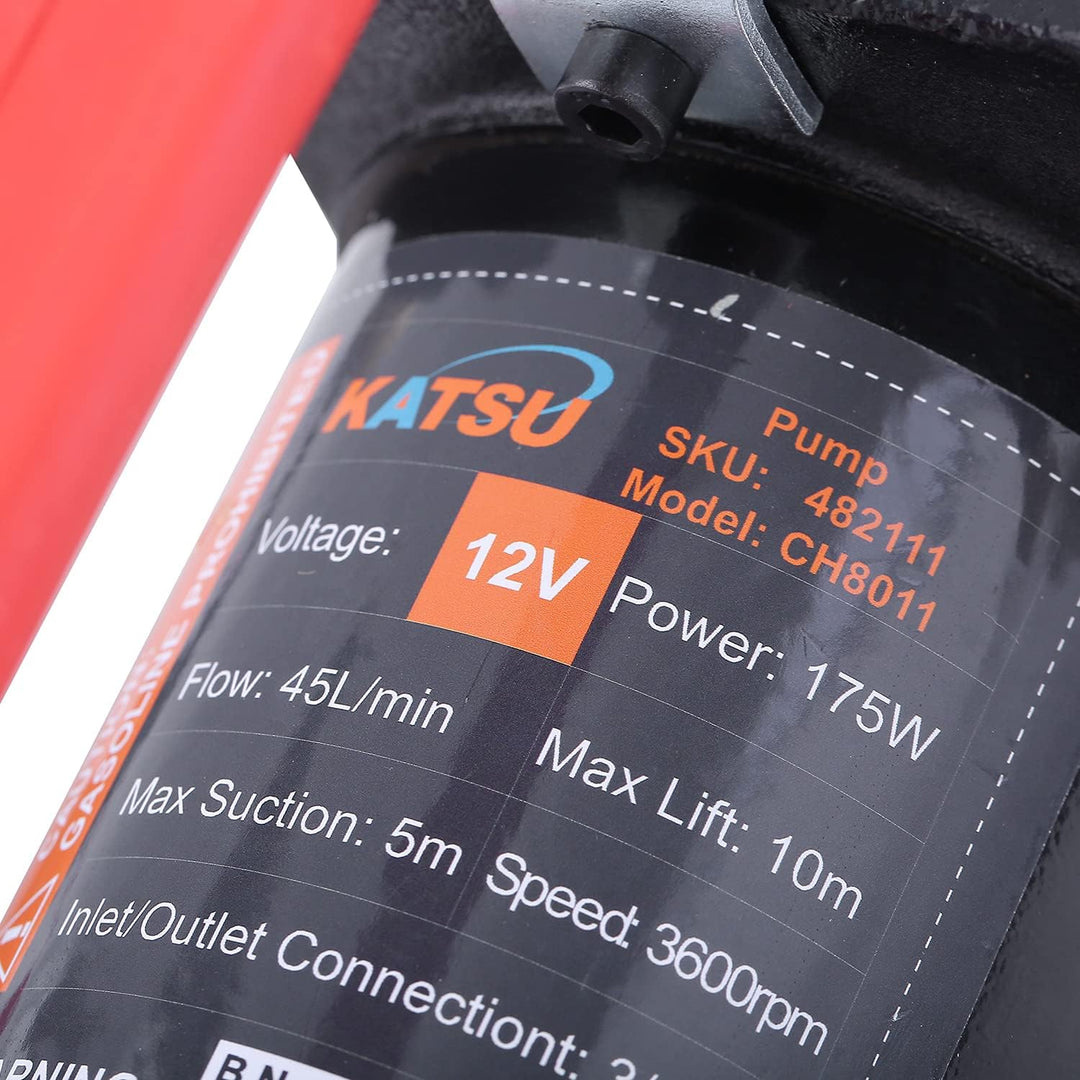 KATSU Diesel Transferpumpe, 175Watt 12 V DC Selbstansaugend, Tragbar, Heizöl für Traktoren Wohnwagen