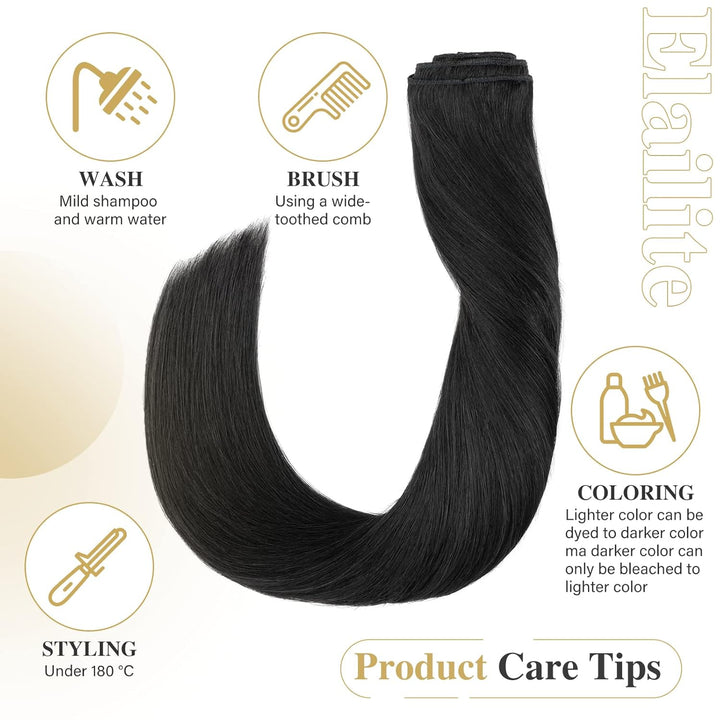 Elailite Clip in Extensions Echthaar Doppelt Tressen für Mädchen Haarverlängerung Haarteil 8 Teilig