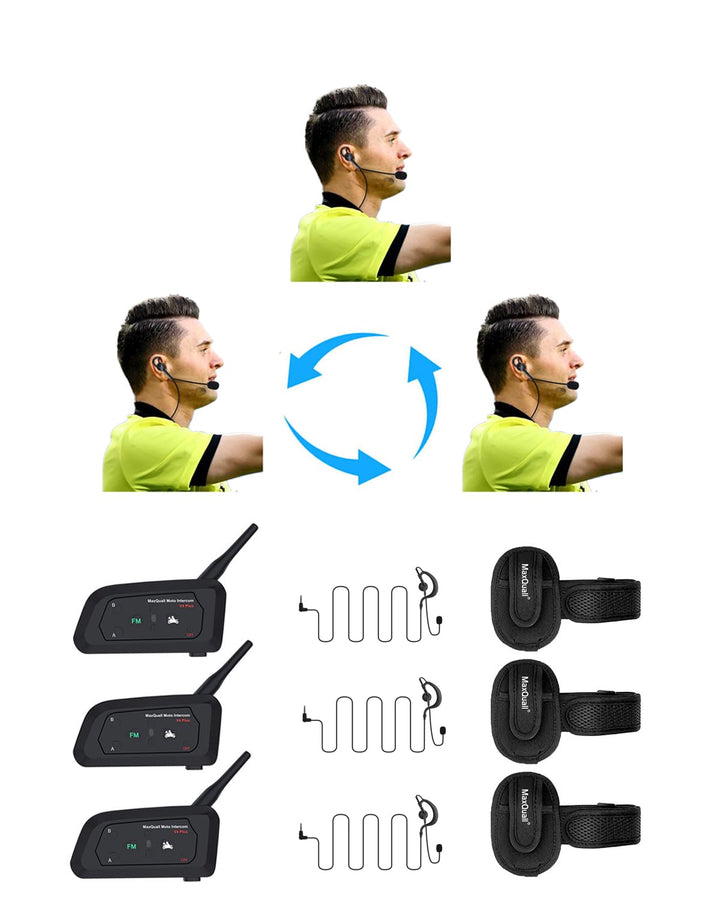 Schiedsrichter-Headset 3 Schiedsrichter sprechen gleichzeitig Fussball-Funk-Headsets Funk-Fussball-H