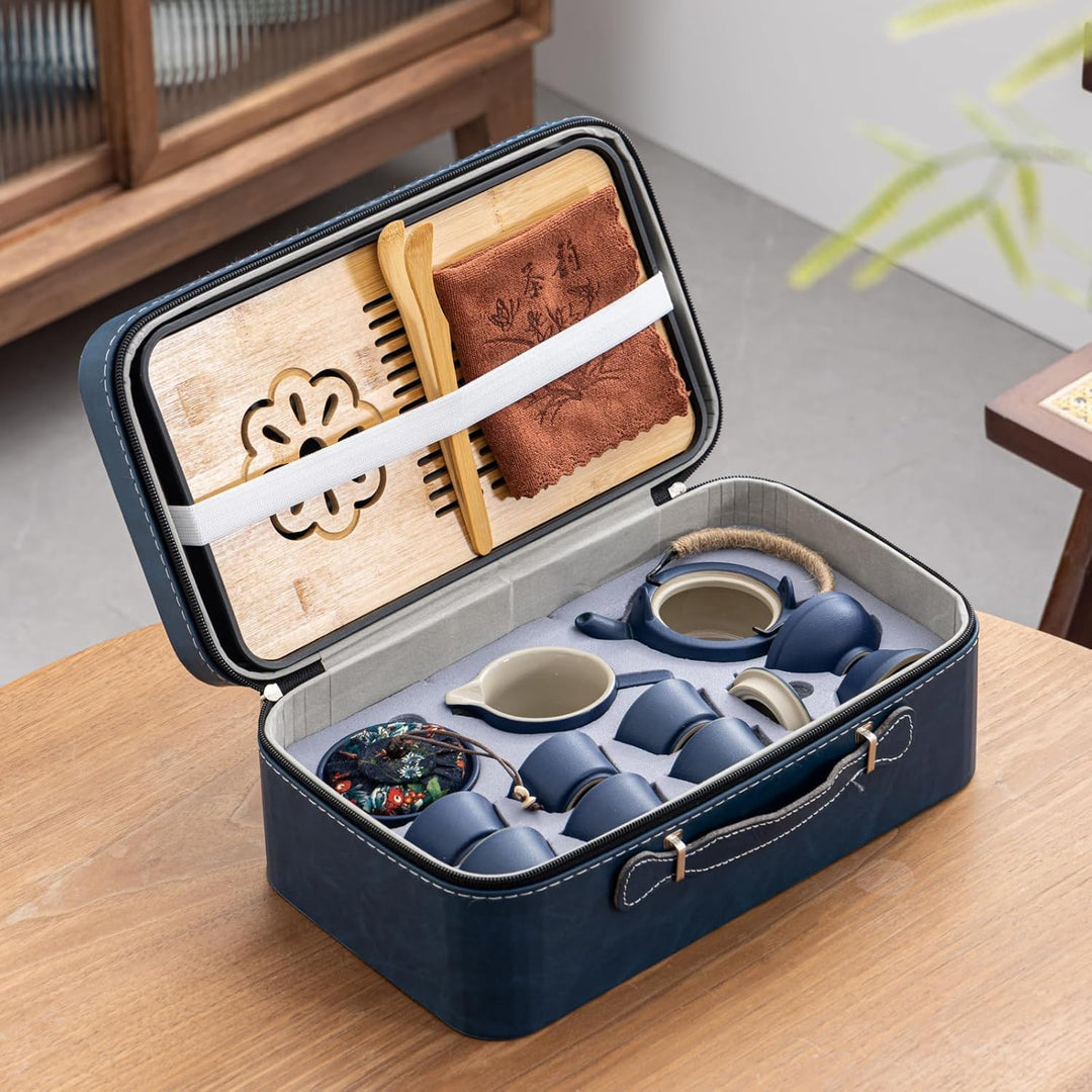 Japanisches Teeservice für 6, Schönes Tea Set Porzellan Chinesische Teekanne Set, 14 Stück Gongfu Te