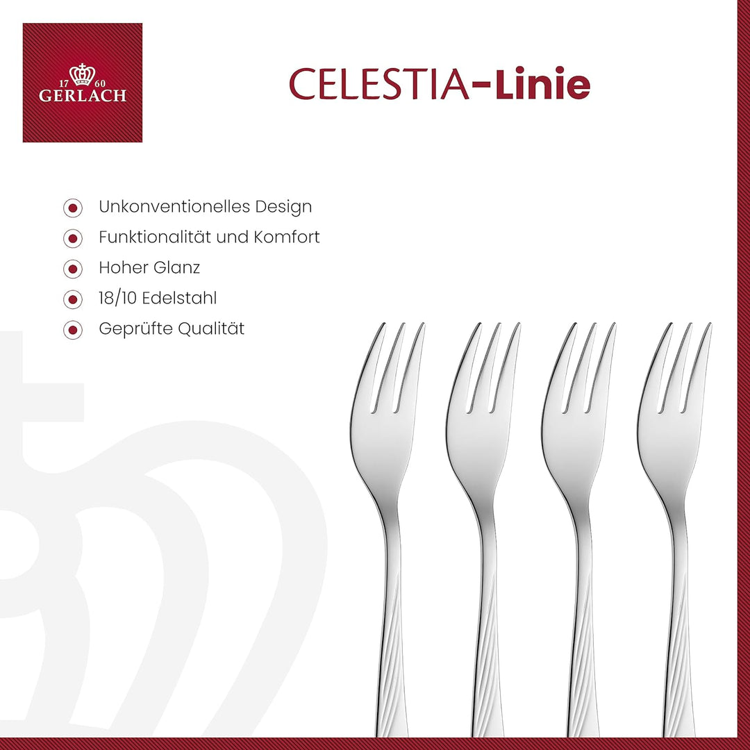 Gerlach Celestia Kuchengabel Set Für 6 Personen Spülmaschinenfest Kleine Gabeln Dessertbesteck Essbe