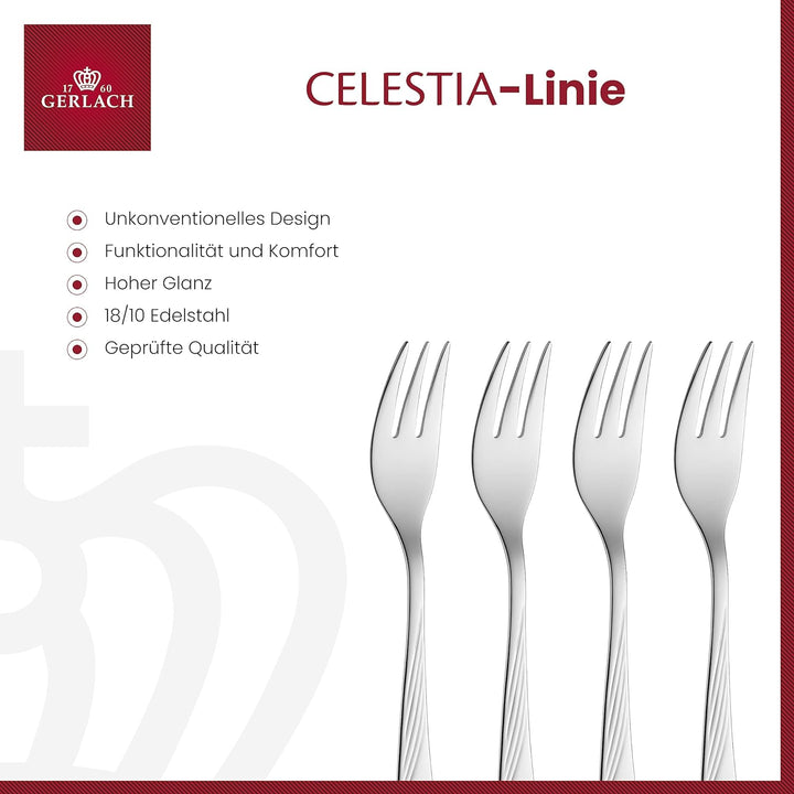 Gerlach Celestia Kuchengabel Set Für 6 Personen Spülmaschinenfest Kleine Gabeln Dessertbesteck Essbe