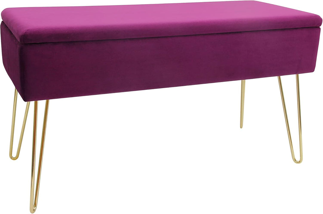 ECHTWERK Sitzbank “Scarlett“, Polsterbank mit Samtbezug, Aufbewahrungstruhe rechteckig, Schminkbank