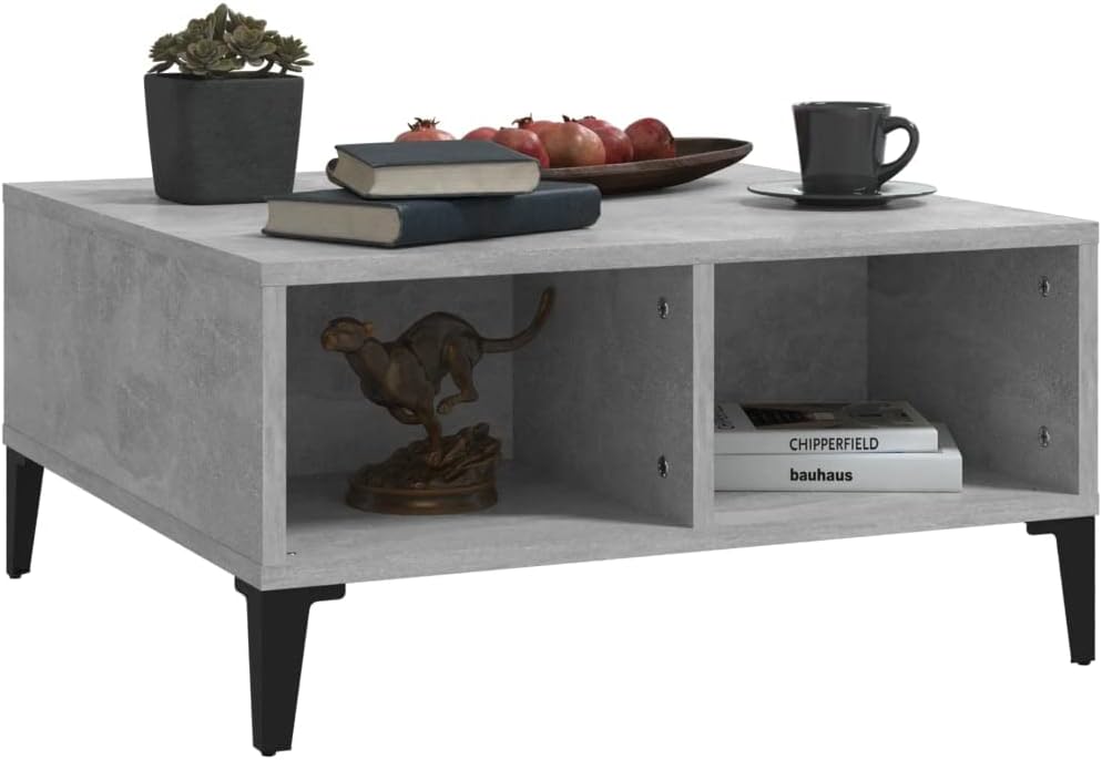 WIFESE Couchtisch mit 4 Fächer 60x60x30 cm Beistelltisch Holz Modernes Design Wohnzimmertisch Kleine
