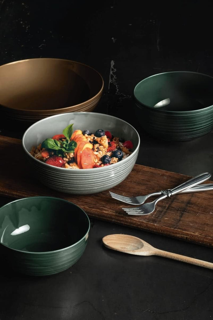 Seltmann Weiden Terra Suppenteller, 21 cm, Tiefer Essteller mit spiralförmigem Relief, Spülmaschinen