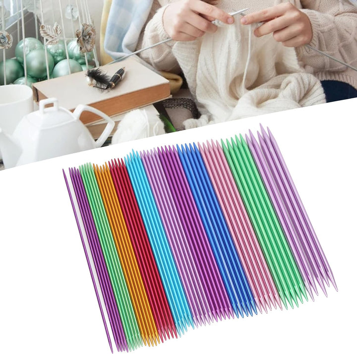 55 Stück Stricknadeln,Strumpfstricknadel Set,ergonomics,20 cm/7.9 Zoll Aluminium-Material,doppelspit