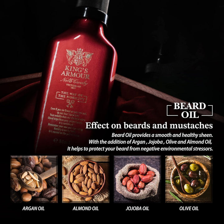 King’s Armour Bartöl (50 ml) – macht weich, stärkt, lässt den Bart wachsen und pflegt ihn – Einzigar
