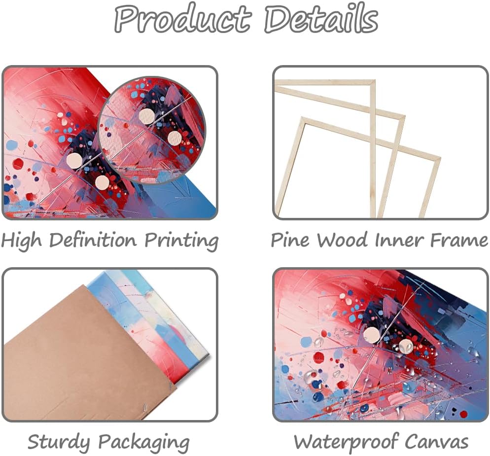 Piy Painting Abstraktes Gemälde Auf Leinwand, Abstraktes Leinwandbild, Rosa Blau Leinwand Wandbilder