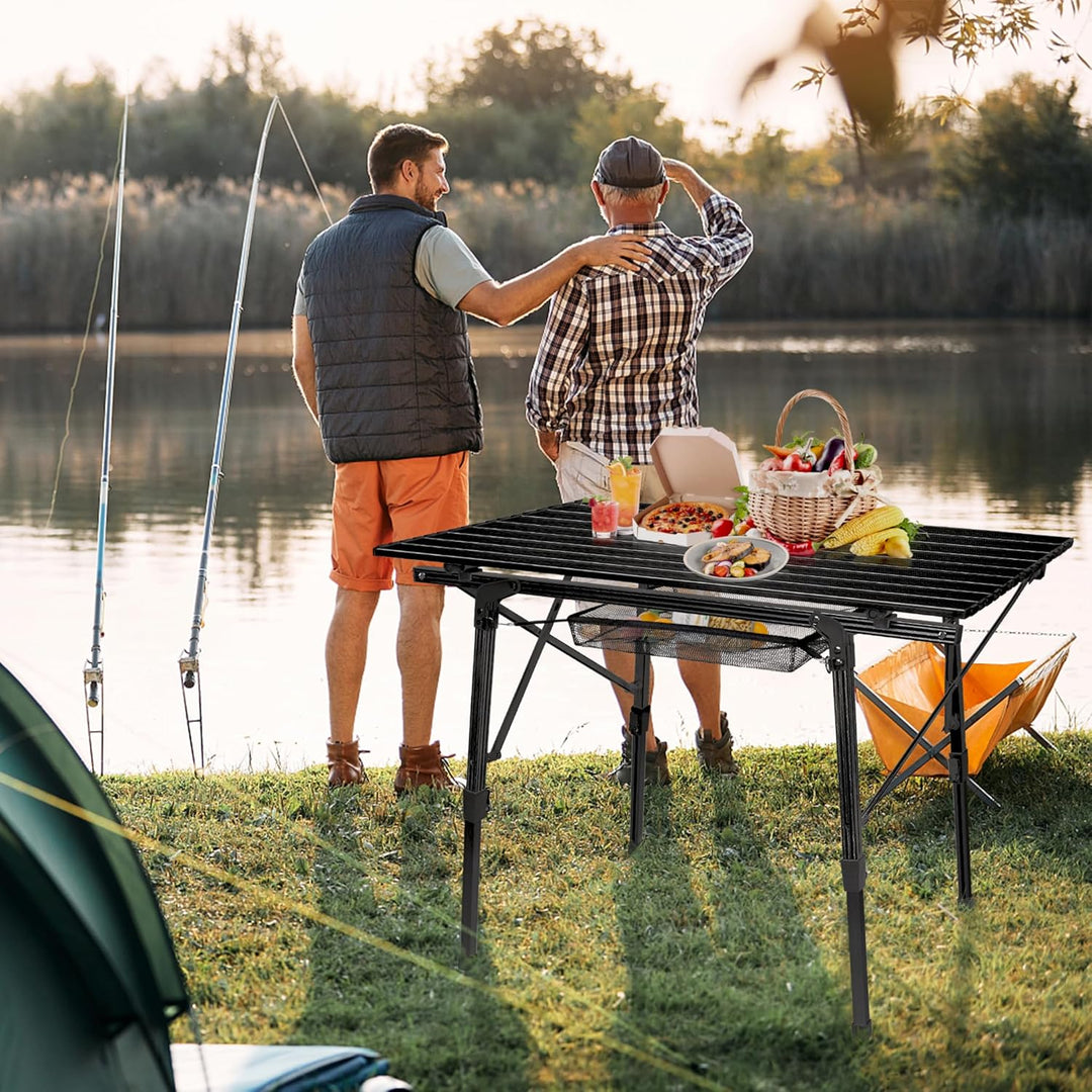 Alu Campingtisch Faltbar Höhenverstellbar Klapptisch 90 x 52 cm Falttisch mit Netzbeutel und Trageta