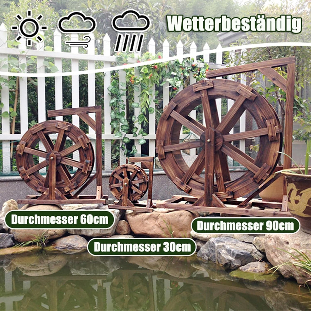Holz Wasserrad Wasserspiel Springbrunnen Garten-Deko,Wassermühle Gartendekoration Wasserbrunnen Frei