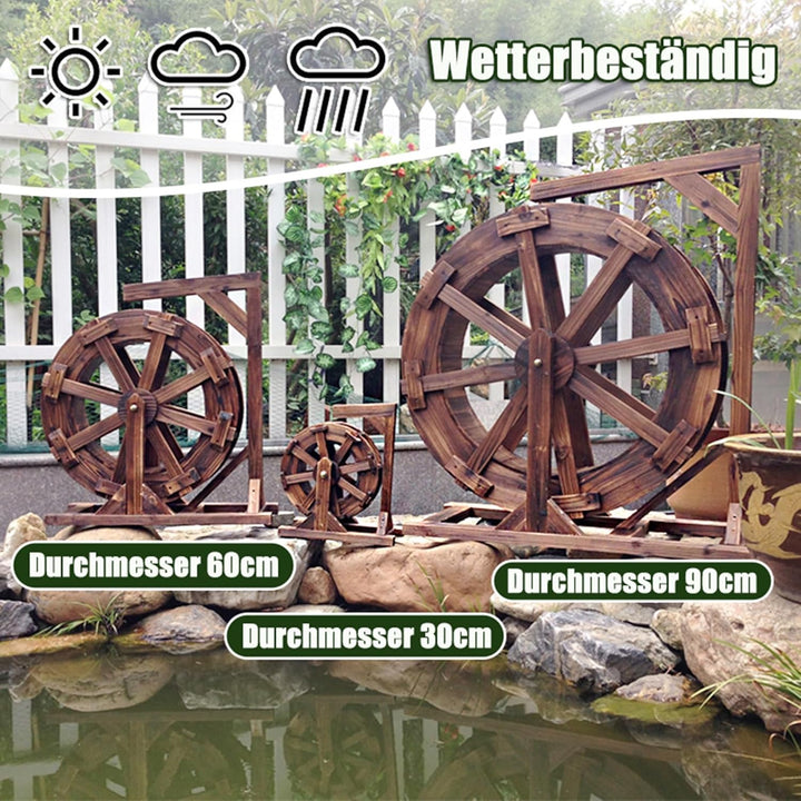 Holz Wasserrad Wasserspiel Springbrunnen Garten-Deko,Wassermühle Gartendekoration Wasserbrunnen Frei