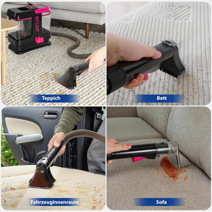 WECLEAN C5 Teppichreiniger Tragbar, Teppich &amp; Polster Reinigungsgerät für Tiefenreinigung, mit 350W