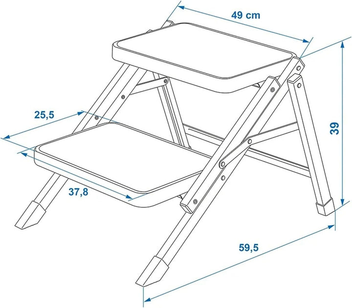Doppeltrittstufe klappbar 59,5 x 49 x 39 cm mit 2 rutschfesten Tritten 37,8 x 25,5 cm Trittstufe fal