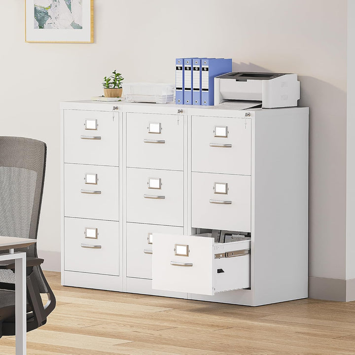 YITAHOME Aktenschrank Abschliessbar, Metall Aktenschränke mit 3 Schubladen für A4, Legal, Letter, An