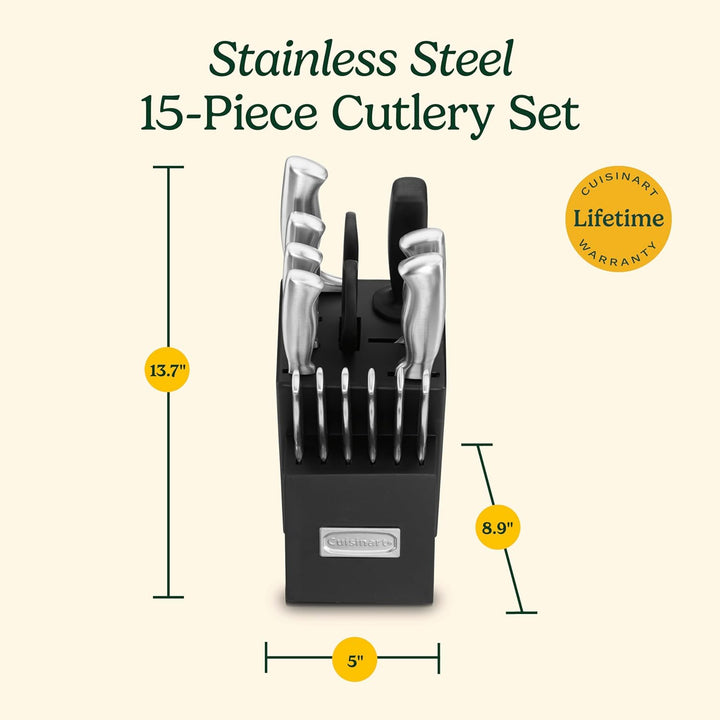 Cuisinart 15-teilig, Edelstahl-Hohlgriffe-Block-Set Messerblock, Messerblock
