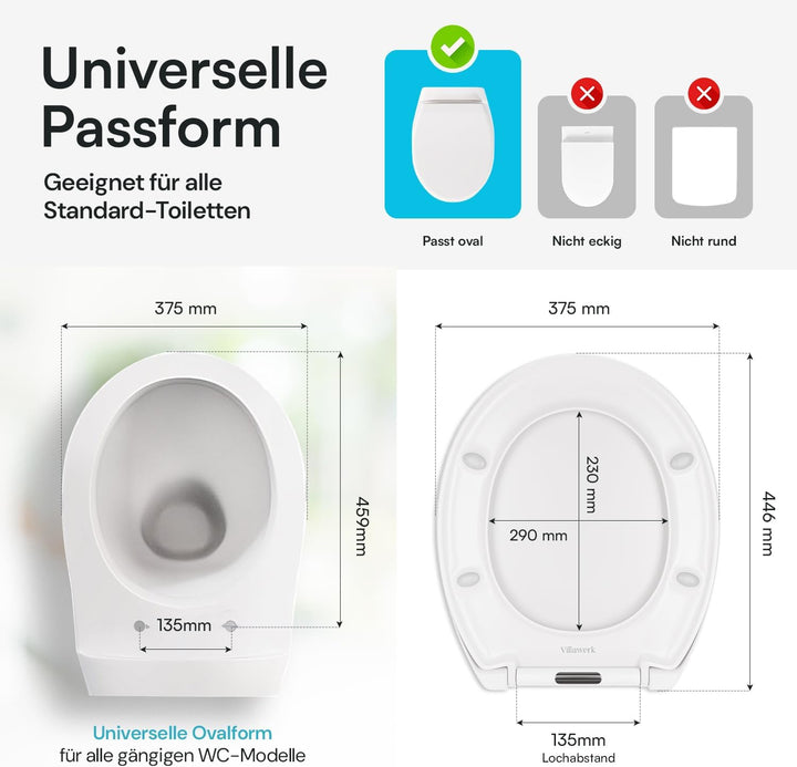Toilettendeckel mit Absenkautomatik – geprüft von der DEKRA – kratzfest, Soft-Touch, 200kg belastbar
