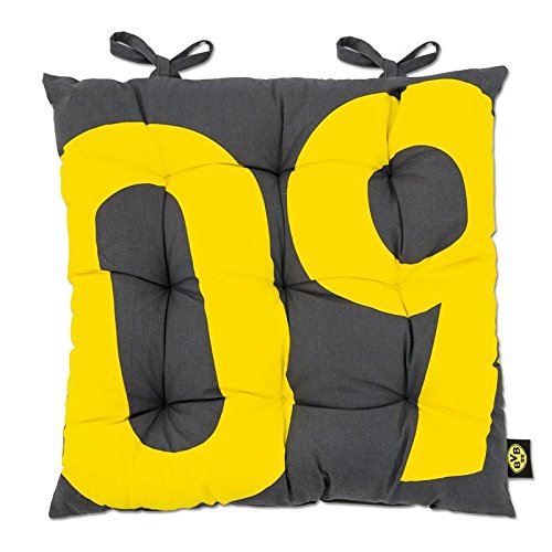 BVB 17820400 Sitzkissen für Gartenmöbel, Grau/Gelb, 38 x 38 x 3 cm
