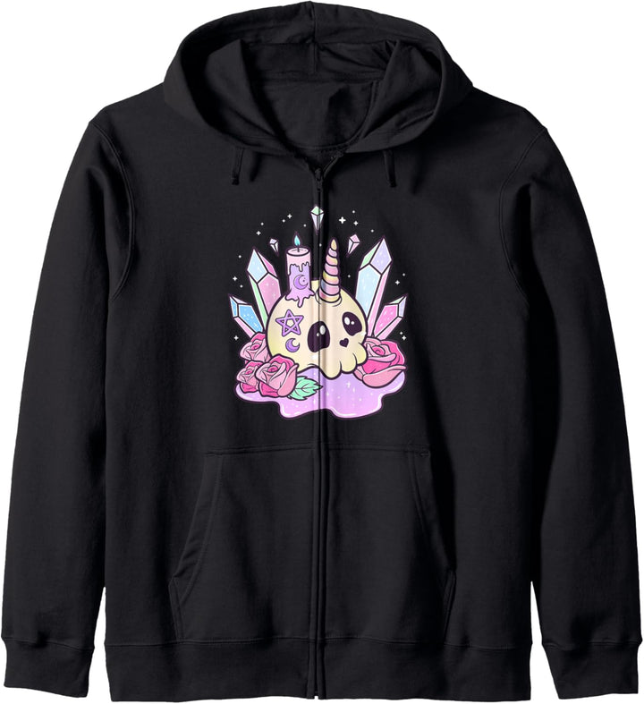 Pastell Goth Süss Creepy Kawaii Menhera Skull Kapuzenjacke