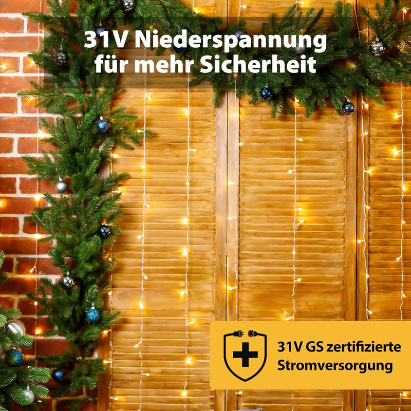 SALCAR LED Lichtervorhang Aussen 2x3m, Lichterkette Vorhang Weihnachten Innen mit 8 Modi und Memory,