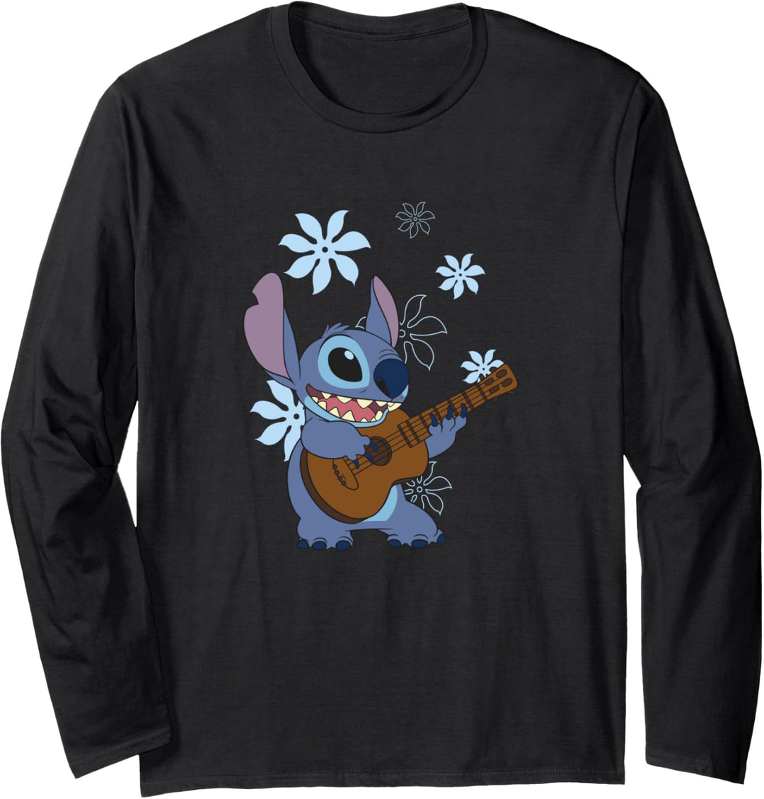 Disney Lilo & Stitch Flowers Background Langarmshirt