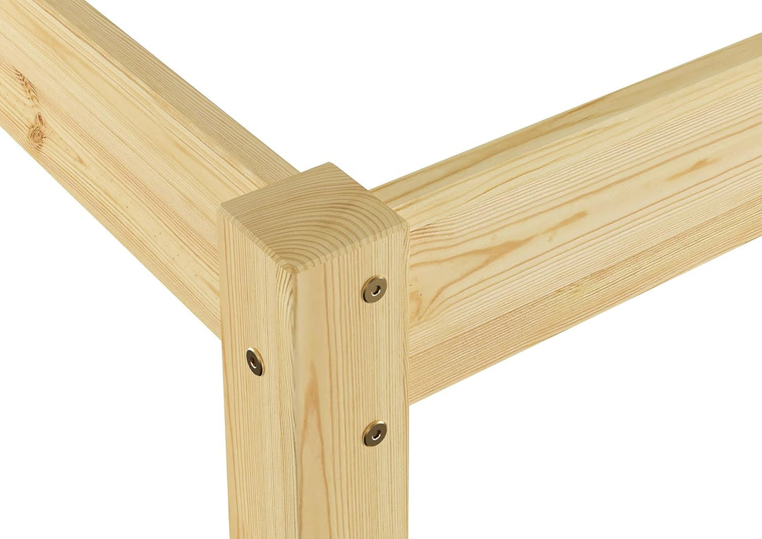 Erst-Holz® Einzelbett Kiefer Natur 80x200 Massivholzbett Futonbett Jugendbett Rollrost 60.35-08