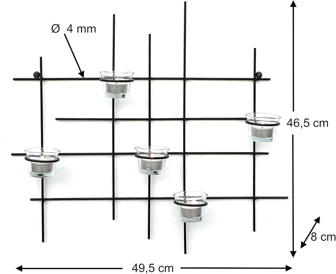 DanDiBo Wandteelichthalter Metall Leuchter 5XXL Wandkerzenhalter 50 cm Teelichthalter Wand Kerzenhal