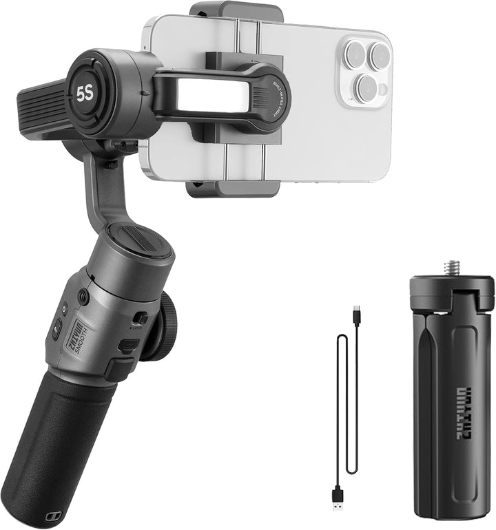 ZHIYUN Smooth-5S [Official] iPhone Gimbal Stabilisator 3-Achsen mit Stativ, Smartphone Gimbal mit Se