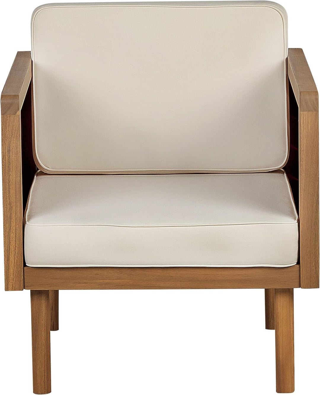 Outdoor Lounge Sessel Akazienholz hellbraun mit Auflagen weiss Rustikal Baratti