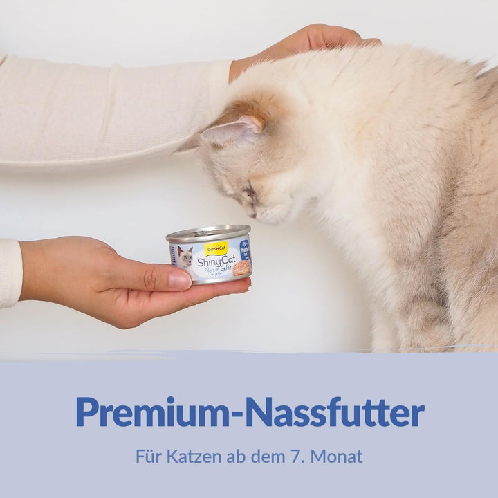 GimCat ShinyCat Filet in Brühe Thunfisch mit Anchovis - Nassfutter mit Fisch - 24 Dosen (24 x 70 g)