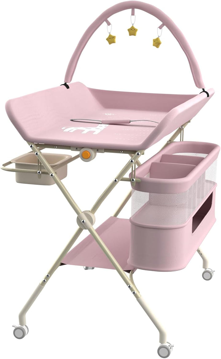 OHMG Baby Wickelkombi Mobiler Bade-Wickeltisch faltbar,klappbare Wickelkommode mobiler,Wickeltisch m