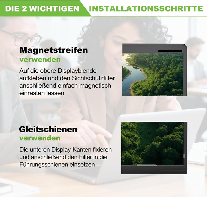 Magnetischer Laptop-Sichtschutz 15,6 Zoll für 16:9-Bildschirme, Abnehmbarer Anti-Glare-Privacy-Filte