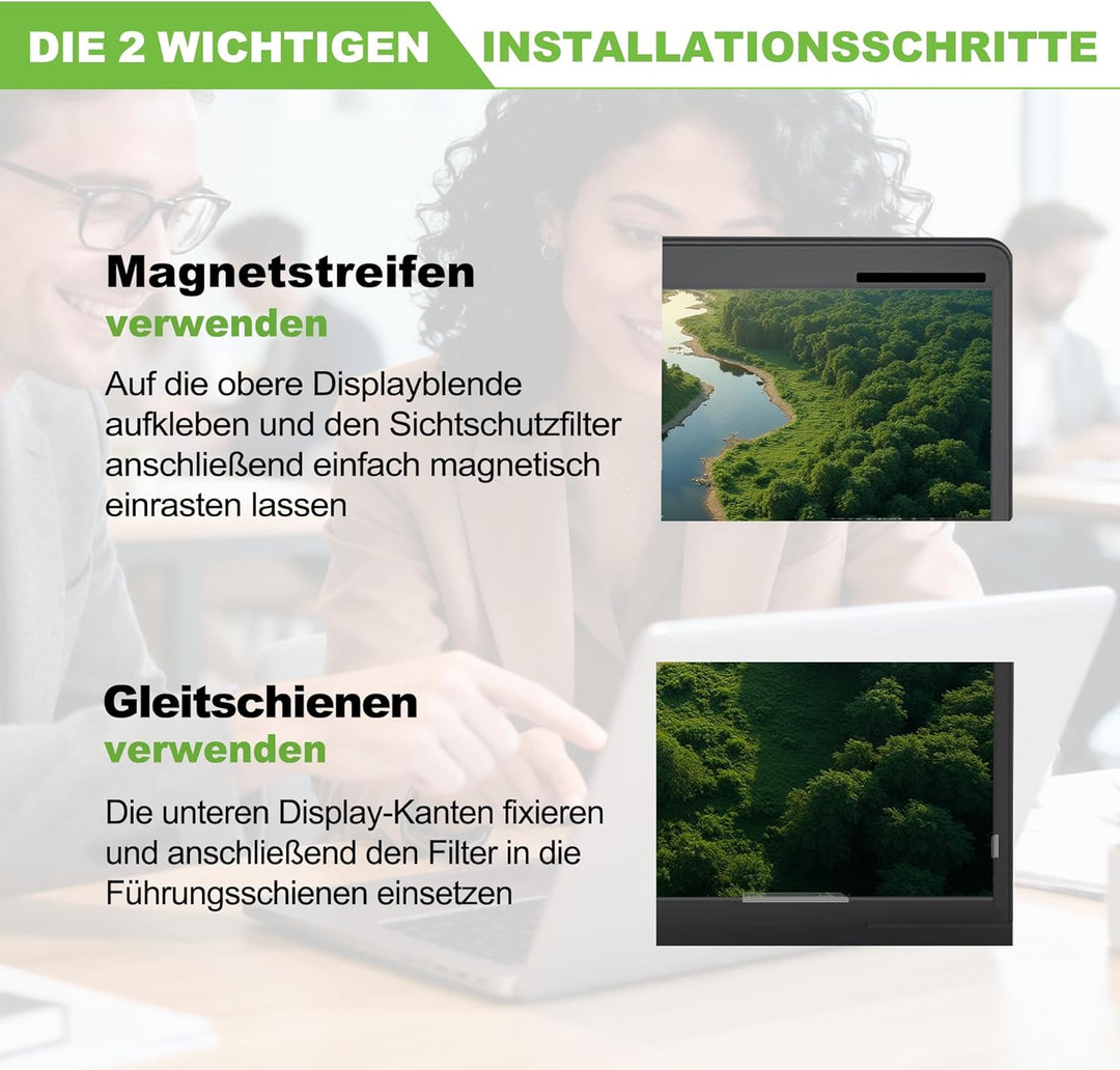 Magnetischer Laptop-Sichtschutz 14 Zoll für 16:9-Bildschirme, Abnehmbarer Anti-Glare-Privacy-Filter,
