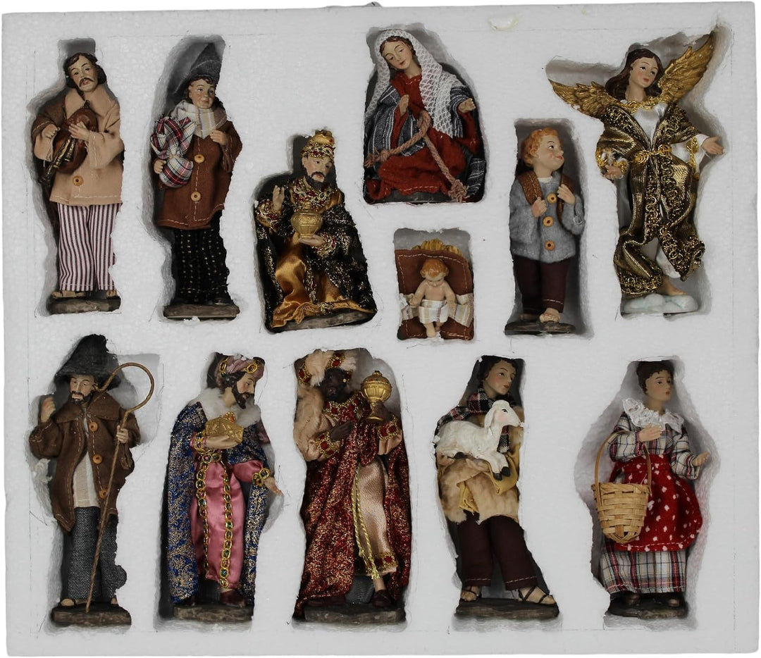 ZICOM Ankleidefigurenset Nazareth, Krippenfiguren alpenländisch ca. 16cm 12-TLG. Polyresin bekleidet