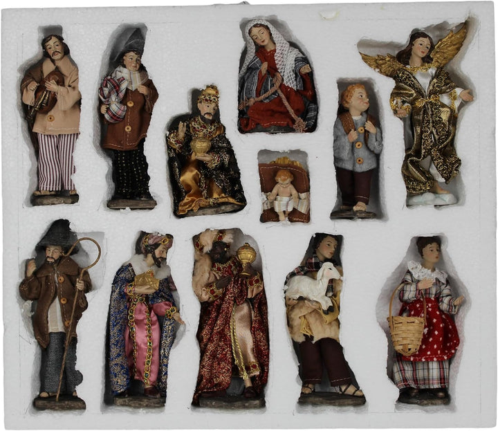 ZICOM Ankleidefigurenset Nazareth, Krippenfiguren alpenländisch ca. 16cm 12-TLG. Polyresin bekleidet