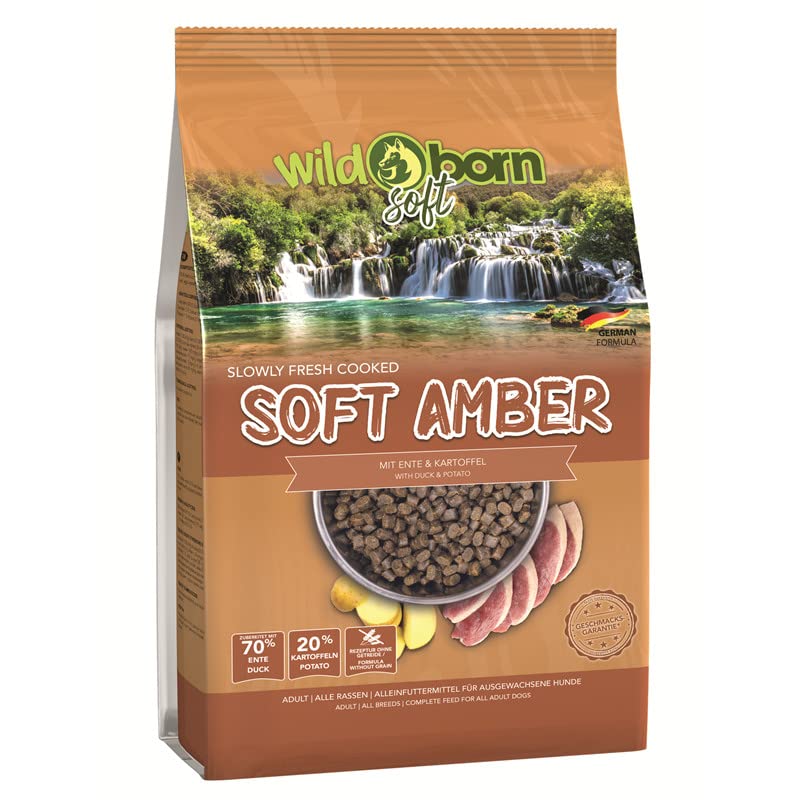 Wildborn Hundefutter getreidefrei Soft Amber 4 kg | Sensitives Soft Hundefutter mit 70% frischem Ent
