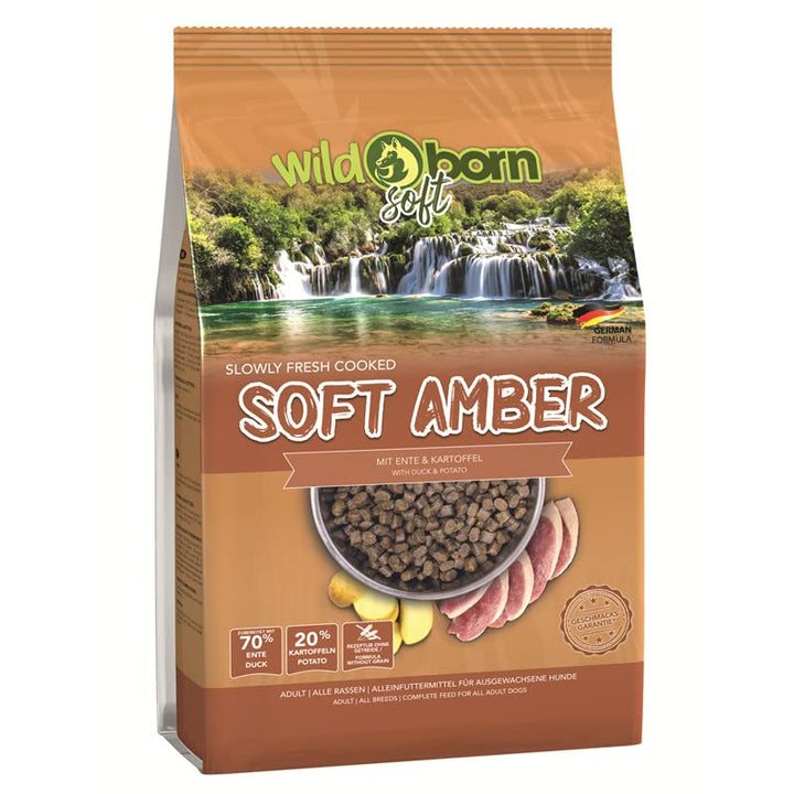 Wildborn Hundefutter getreidefrei Soft Amber 4 kg | Sensitives Soft Hundefutter mit 70% frischem Ent