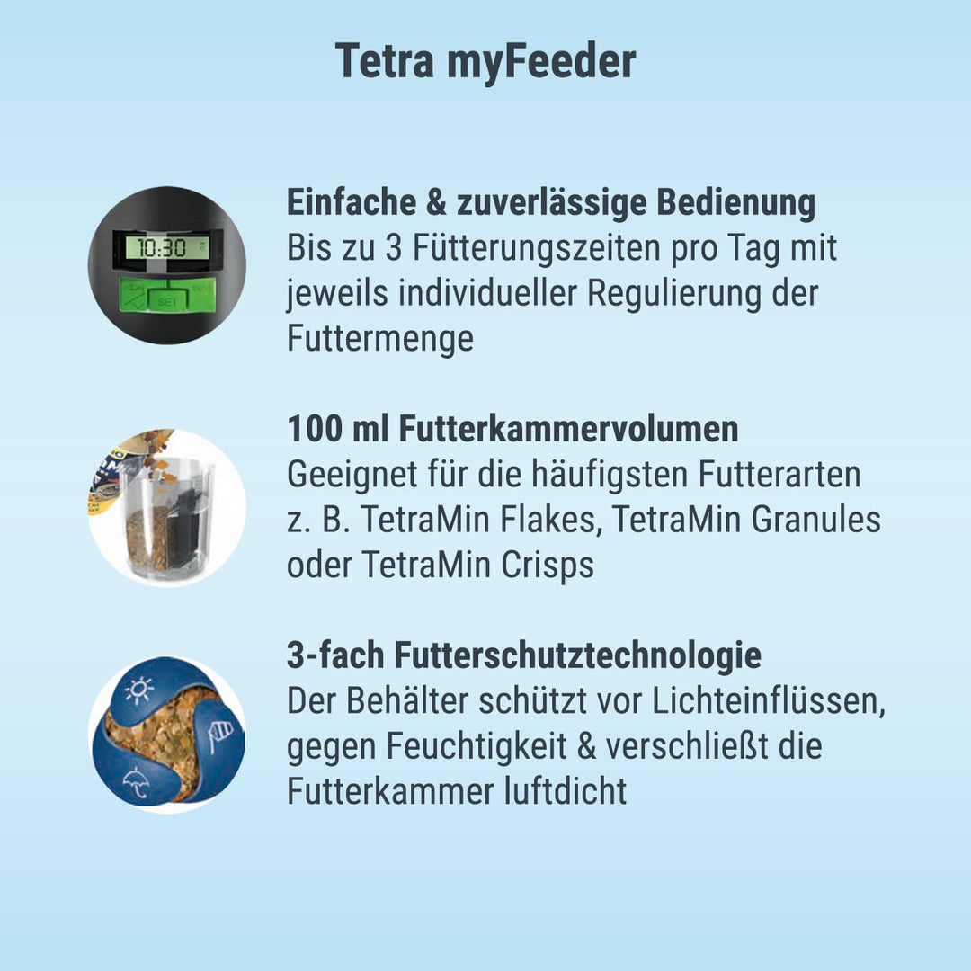 Tetra myFeeder Futterautomat für Zierfische im Aquarium, anthrazit, inklusive Batterien ohne Batteri