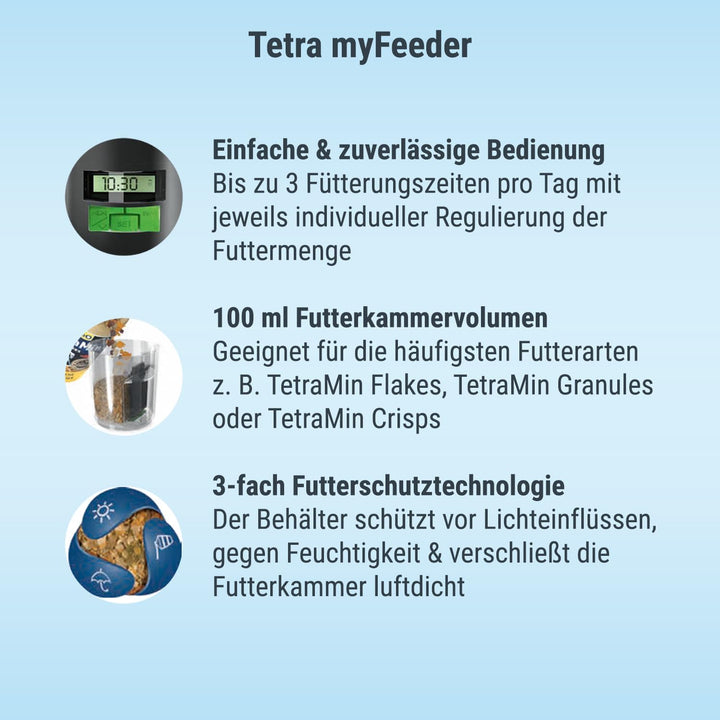 Tetra myFeeder Futterautomat für Zierfische im Aquarium, anthrazit, inklusive Batterien ohne Batteri