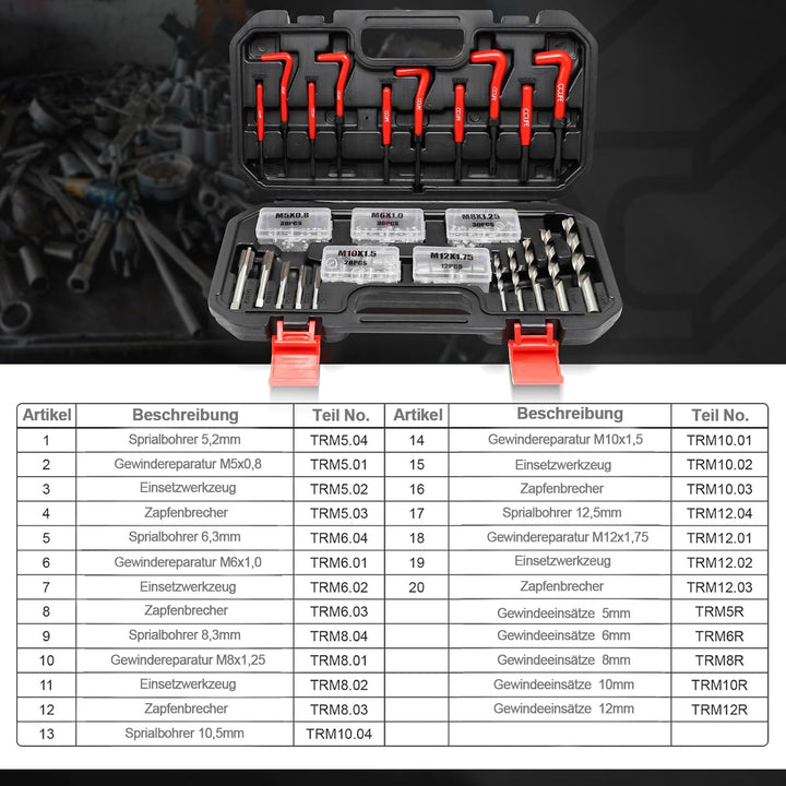 CCLIFE Gewindereparatursatz 150tlg HSS Helicoil Set mit M5 M6 M8 M10 M13 Gewinde Reparatursatz Werkz