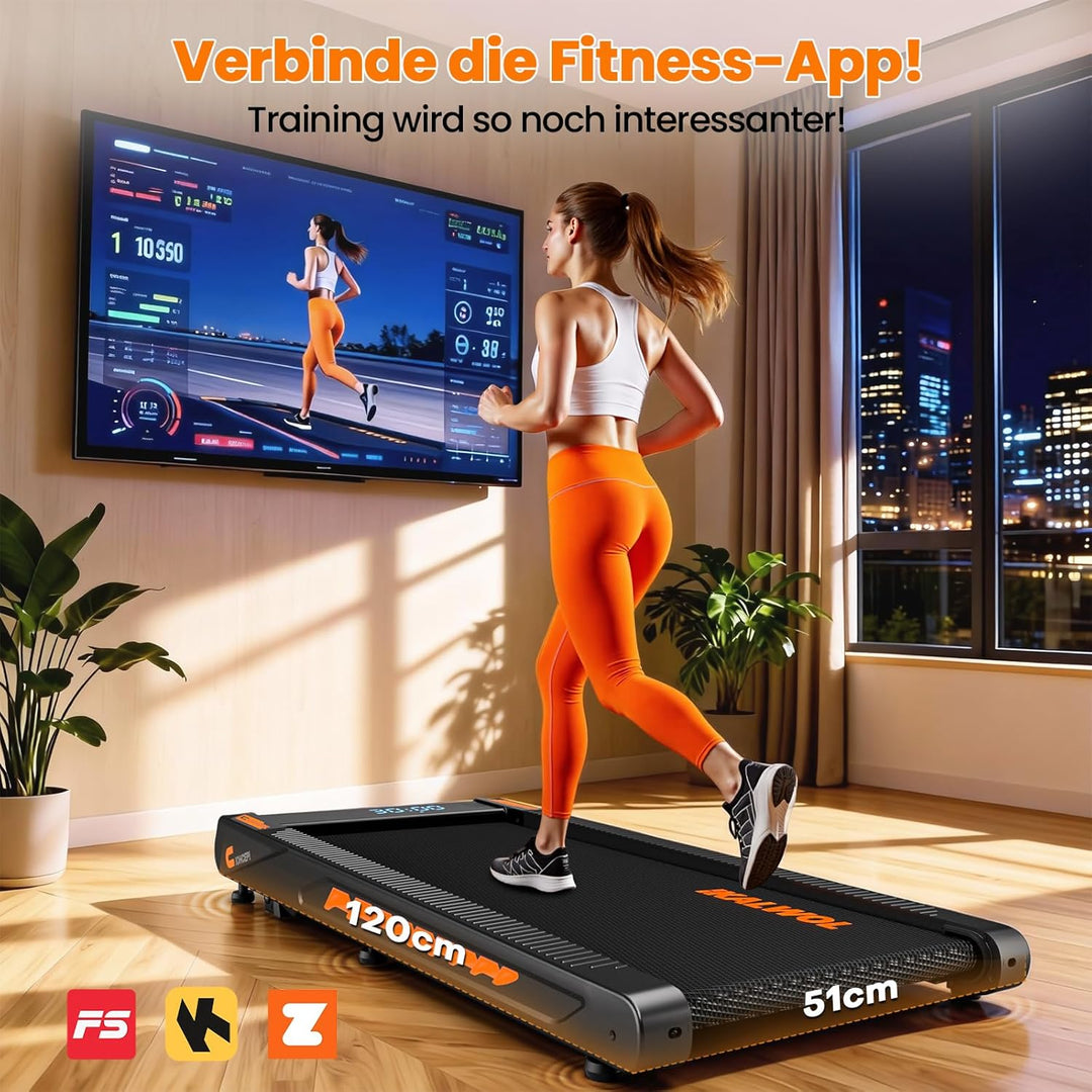 Walking Pad mit Bluetooth Lautsprecher, 4 in 1 10km/h Laufband für Zuhause mit 10% Steigung, 2,75 HP