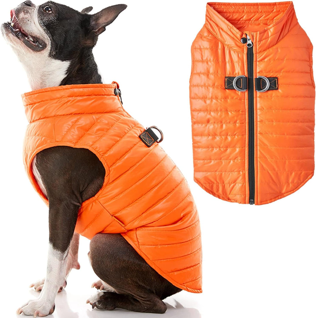 Gooby Puffer Hundeweste – Orange, XSmall – Ultra Dünn Wasserabweisend Reissverschluss Hundejacke mit