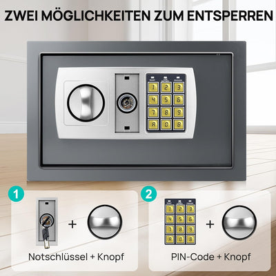 Digitaler Tresor 8.5L Home Office Bargeld Safe Elektronische abschliessbare Aufbewahrungsbox mit Sch