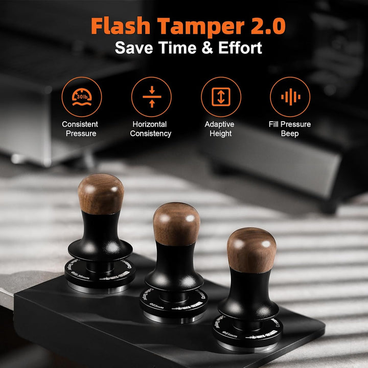 MHW-3BOMBER Kaffee Tamper 58 mm 2.0, Konstanter Druck Tamper mit Sound Feedback, Eingebaute 3 federb