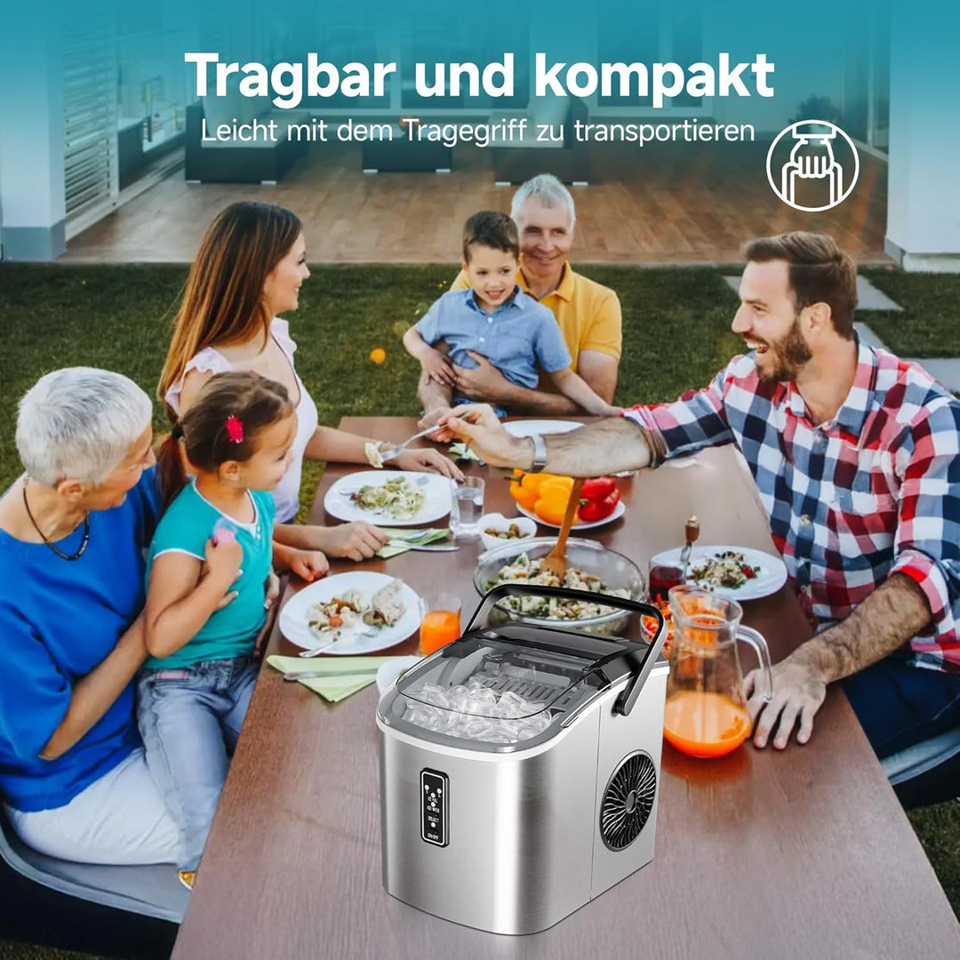 EUHOMY Eiswürfelmaschine Klein, 9 Würfel in 6 Minuten Bereit, 12 Kg/Day, Selbstreinigend, Tragbare E