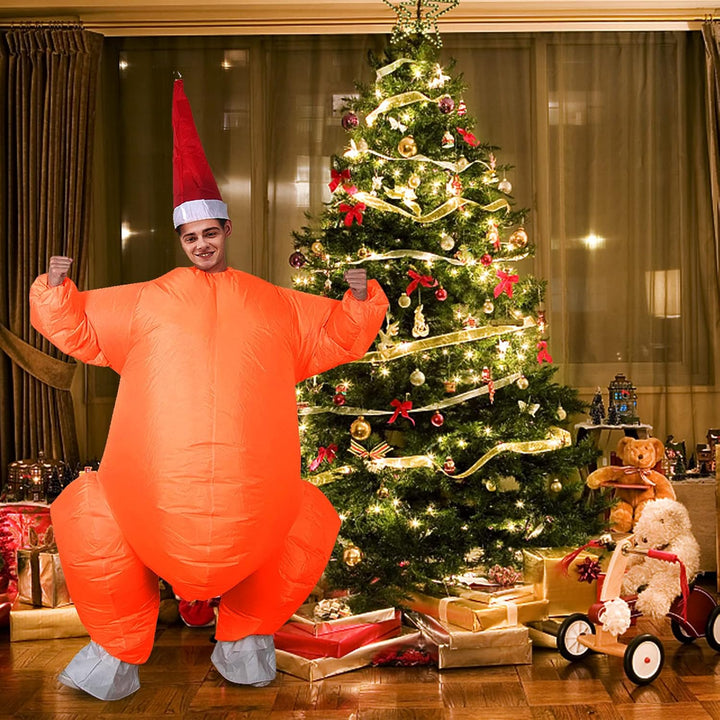 EUNEWR Aufblasbares Truthahnkostüm,Aufblasbarer Alien,Reitender Weihnachtsmann Hahn-und Truthahn-Kos